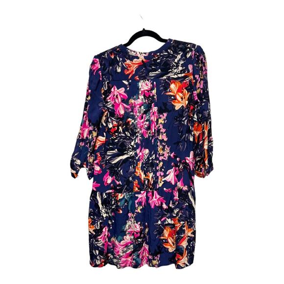 Anthropologie Maeve Caravane Boho Tunic Navy Floral V-Neck Drop Waist Dress - Picture 10 of 10